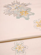 刺繍摺箔袋帯「六花結晶」